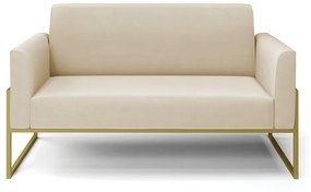 Sofá Namoradeira Base Industrial Alta Dourado Marisa Suede D03 - D'Rossi - Bege