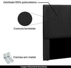 Cabeceira Decorativa Casal 1,40M Erza Veludo Preto G63 - Gran Belo