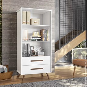 Estante Livreiro Organizador 02 Gavetas Retrô  Modena Branco - Loja Sheep - Branco