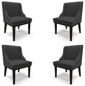 Kit 4 Cadeiras Decorativas Sala de Jantar Base Fixa de Madeira Firenze PU Preto Fosco G19 - Gran Belo
