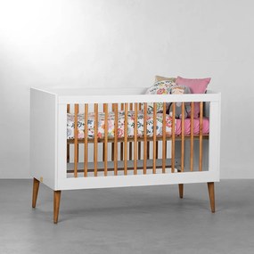 Berço Mini Cama Noah Wood Retrô - Branco Fosco