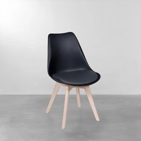 Cadeira Joly com Base em Madeira – Preto