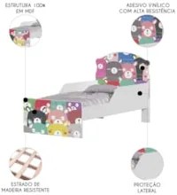 Mini Cama Infantil 148x68cm Com Proteção Lateral Ursinhos K06 - Mpozen