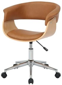 Cadeira Turim Corino Caramelo Base Cromada Com Rodízio - 76672 Sun House