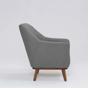 Poltrona Decorativa Pauline D07 Base Madeira Linho Mescla Cinza - D'Rossi