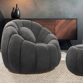 Poltrona Decorativa Orgânica para Sala Kit 2 Cloud Bouclê E03 - D'Rossi - Cinza escuro