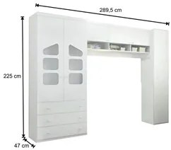 Quarto Modulado Infantil com Guarda Roupa 02 Portas Eloísa Branco - Ph