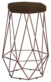 Banqueta Decorativa Rubel Base Bronze Suede Marrom G41 - Gran Belo