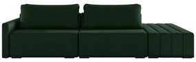 Sofá Ilha Modulado Milos 232cm Puff Lateral Veludo Verde G33 - Gran Belo