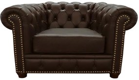 Poltrona Sala de Estar Chesterfield com Pés Madeira Couro Capucino G40 - Gran Belo
