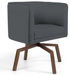 Poltrona Decorativa Giratória Base Ka Madeira Betina C-03 Corano Cinza