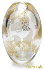 Vasinho Oval Transparente Áureo Murano Cristais Cadoro