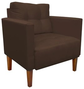 Kit 1 Sofá Namoradeira e 2 Poltronas Livia Suede Marrom Pés Chanfrado Castanho - D'Rossi