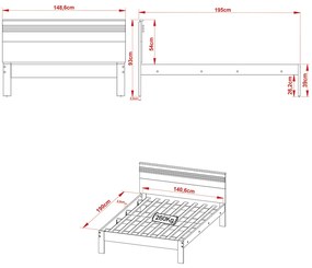 Cama de casal MDP CM8009 Nogal/Branco G69 - Gran Belo
