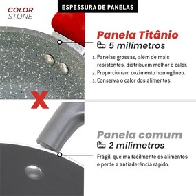 Conjunto com 4 Panelas de Titânio Black 5mm + 3 Tampas de vidro