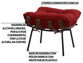Kit 2 Puffs Decorativos Sala de Estar Abel Base de Madeira Preto Veludo Vermelho G41 - Gran Belo