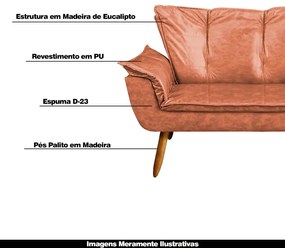 Poltrona Namoradeira Pés Palito Charger PU Marrom G19 - Gran Belo