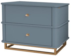 Mesa de Cabeceira Contemporânea Curve - Blue c/ Detalhes Dourado Soleil