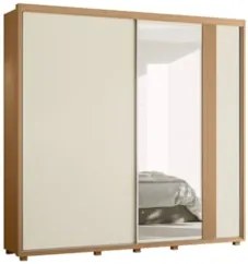 Guarda Roupa Casal 240cm com Espelho Aline Flex A02 Off/Titanium - Mpo