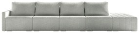 Sofá Ilha Modulado Milos 392cm Puff Lateral Bouclê Cinza G33 - Gran Belo