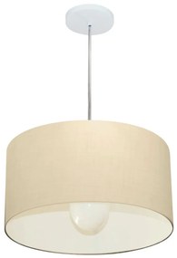 Lustre Pendente Cilíndrico Md-4202 Cúpula em Tecido 40x25cm Algodão Crú - Bivolt