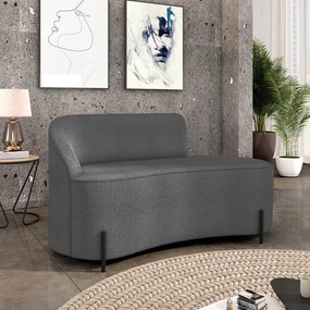 Sofá 2 Lugares Orgânico 140cm Pé Ferro Preto Morgan Bouclê D03 - D'Rossi - Grafite