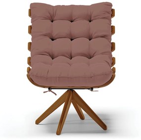 Poltrona Giratoria Costela Kit 2 Veludo Base de Madeira MA30 M11 - D'Rossi - Rose