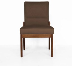 Cadeira De Jantar Aurora Base Madeira Maciça Estofada Suede Marrom