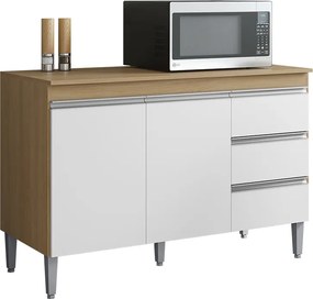 Balcão Cozinha com Tampo 120cm 3 Gavetas Leticia A01 - D'Rossi - Cinza