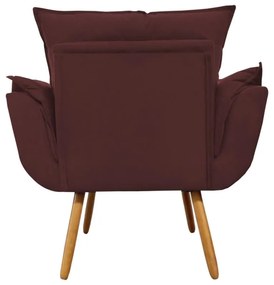 Poltrona Decorativa Opala Pés Palito Suede Bordô - Sheep Estofados - Vermelho escuro