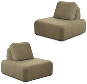 KIt 2 Poltronas Decorativas Santiago Sala de Estar Pés em Madeira Bouclê Castor G89 - Gran Belo