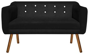 Namoradeira 02 Lugares Julia Suede Preto com Strass Pés Palito Castanho D'Rossi