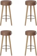 Banqueta Alta Estofada Pés Palito Kit 4 Hong Sintético Café S08 - Mpoz