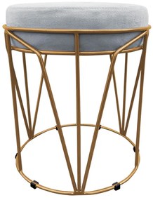 Puff Multiuso com Mesa Babu 2 em 1 Suede Cinza Base Dourado - D'Rossi