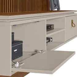 Painel Suspenso Ripado para TV até 75 Pol. LED Majestic L06 Freijó/Off