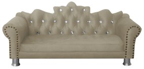 Mini Divã Sofá Realeza Cama Pet para Cães ou Gatos Elegante Suede Nude