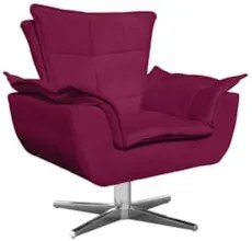Poltrona Decorativa Sala de Estar Base Giratória Cromada Opla Suede Bo