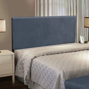 Cabeceira Casal Queen Cama Box 160cm Painel Clean Suede M11 - D'Rossi - Azul Marinho