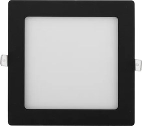 Plafon Led De Embutir Quadrado Preto 12W 6000K Moldura