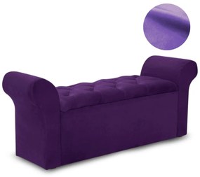 Recamier Calçadeira Baú Miami Veludo Roxo - Simbal - Violeta escuro