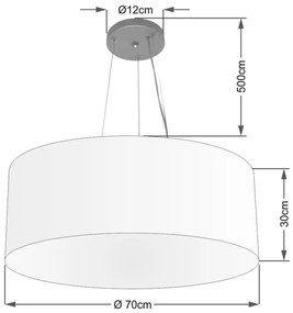 Lustre Pendente Cilíndrico Md-4135 Cúpula em Tecido 70x30cm Palha - Bivolt