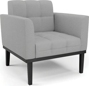 Poltrona Decorativa Karen Pés Fixo em Madeira Preto Linho Cinza G19 - Gran Belo