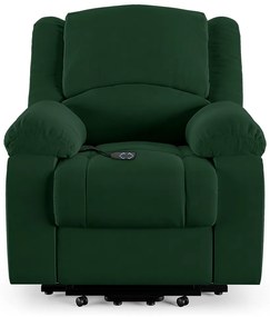 Poltrona do Papai Reclinável Sala de Cinema Madrid Power Elétrica Veludo Verde Esmeralda  G23