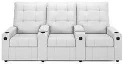 Poltrona de Cinema Reclinável 3 Lugares Baú USB Mallie FH9 PU Branco -