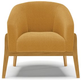 Poltrona Decorativa Base Madeira Stella Bouclê D03 - D'Rossi - Mostarda