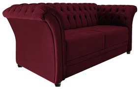 Namoradeira Chesterfield Sofia Suede Bordô - ADJ Decor