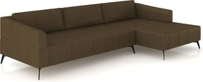 Sofá Bipartido Sala de Estar Kiara 312cm Chaise Direito Pés de Ferro Couro Capuccino G52 - Gran Belo
