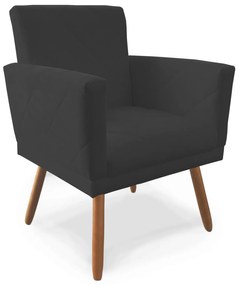 Poltrona Decorativa Lívia Pés Palito Suede Preto - Sheep Estofados - Preto