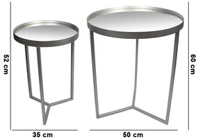 Conjunto Mesa de Apoio e Lateral Espelhada Prata A06 - D'Rossi