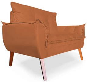 Kit 2 Poltronas 1 Namoradeira Apolo Pés Madeira Veludo Terracota - Sheep Estofados - Terracota